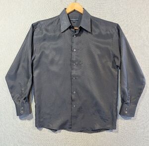 Vroom & Dreesmann Striped Dress Shirt Men's Medium 15-15 1/2 Dark Gray